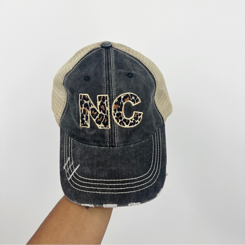 North Carolina Acid Wash Leopard Print Dad Hat OS